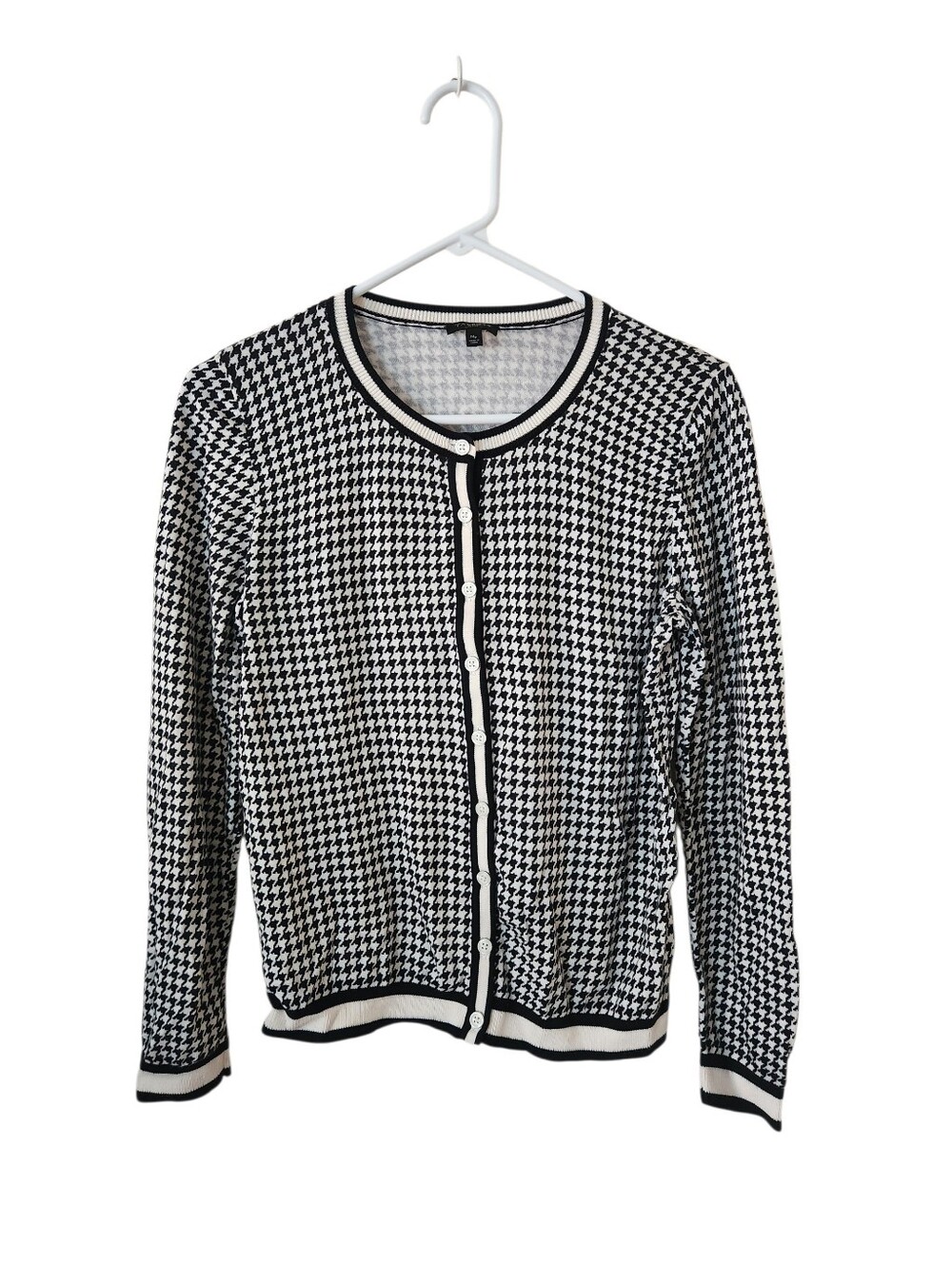 Talbots Black & White Houndstooth Cardigan